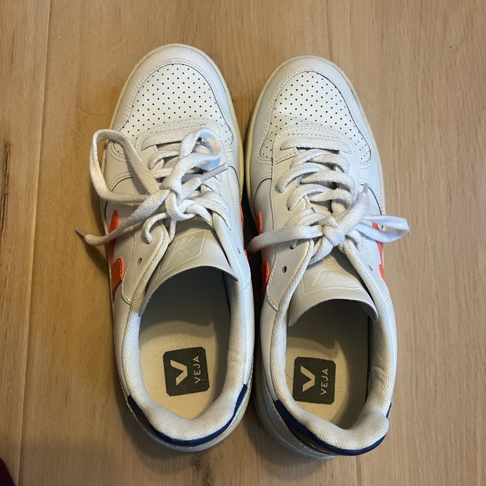 Veja White Sneakers with Orange Accent - Picture 4 of 5